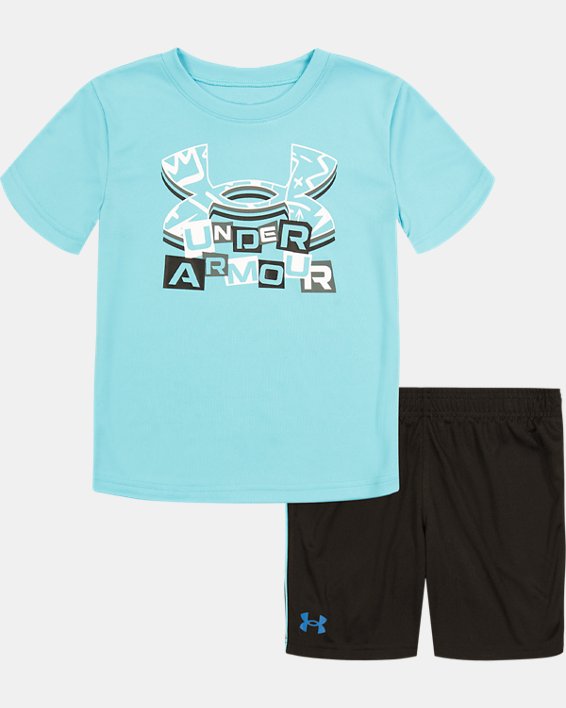 Boys' Pre-School UA Graffitti Logo Short Sleeve & Shorts Set, Blue, pdpMainDesktop image number 0